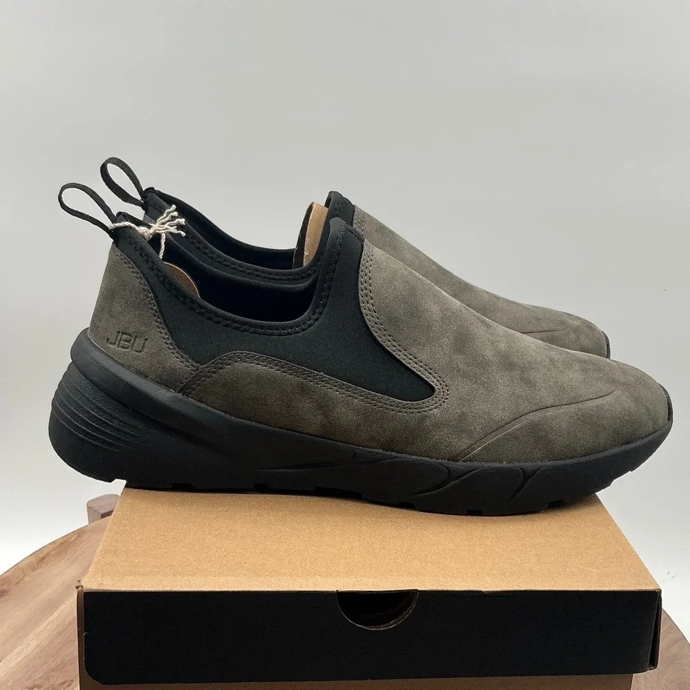 JBU Jambu Mens Grey Faux Suede Slip On Loafers Casual Comfort Shoes New